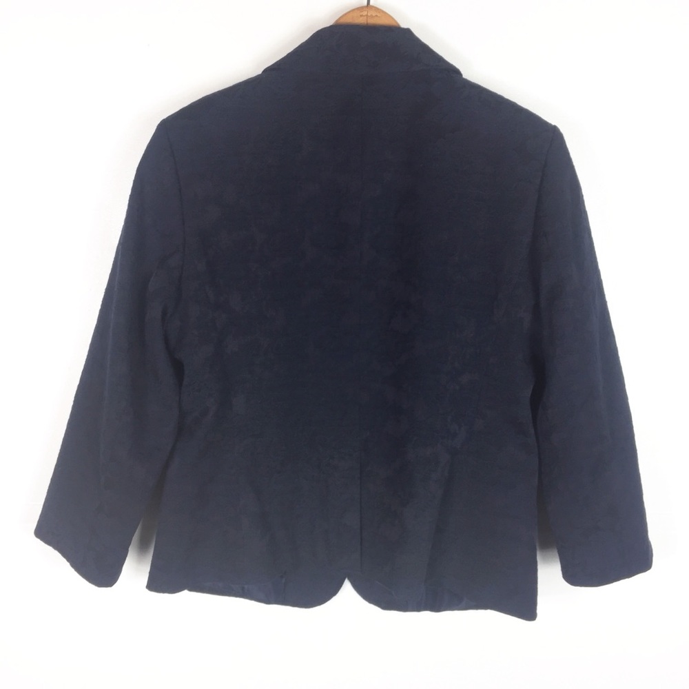 Ann Taylor Loft Navy Blue Floral Brocade Blazer - Picture 3 of 5